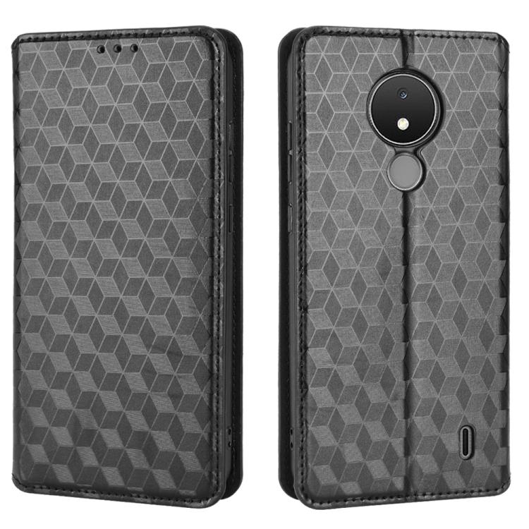 For Nokia C21 Cubic Grid Texture Flip Leather Phone Case