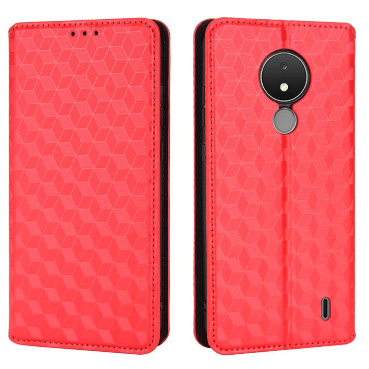 For Nokia C21 Cubic Grid Texture Flip Leather Phone Case