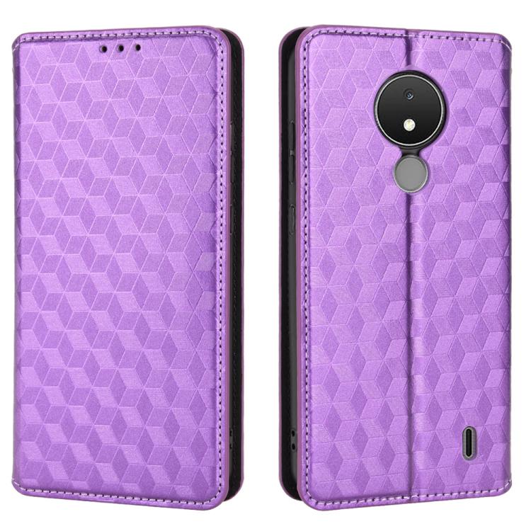 For Nokia C21 Cubic Grid Texture Flip Leather Phone Case