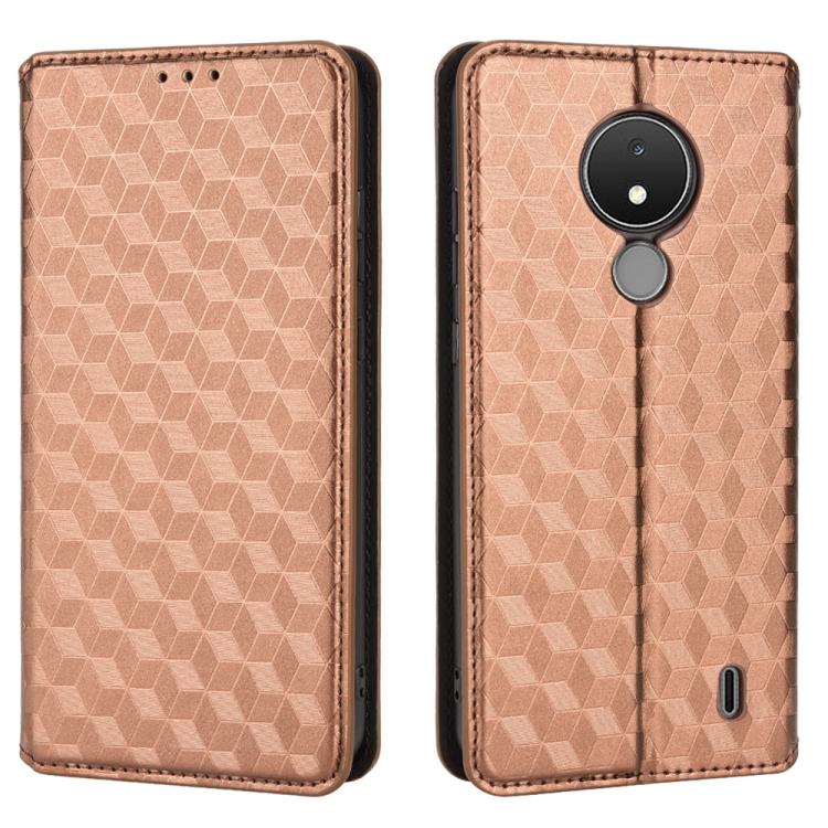 For Nokia C21 Cubic Grid Texture Flip Leather Phone Case