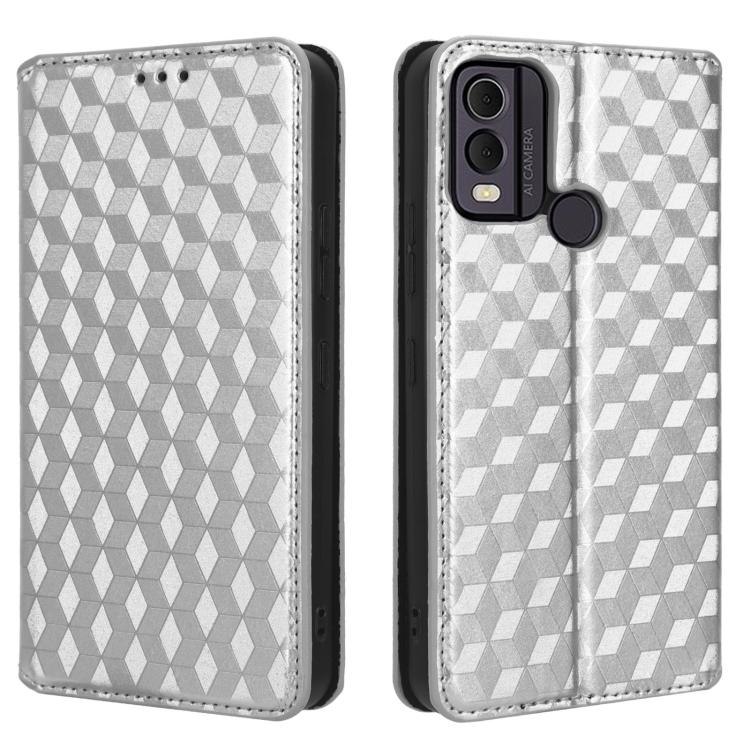 For Nokia C22 Cubic Grid Texture Flip Leather Phone Case