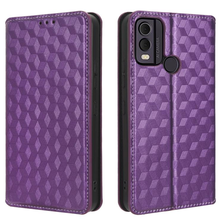 For Nokia C22 Cubic Grid Texture Flip Leather Phone Case