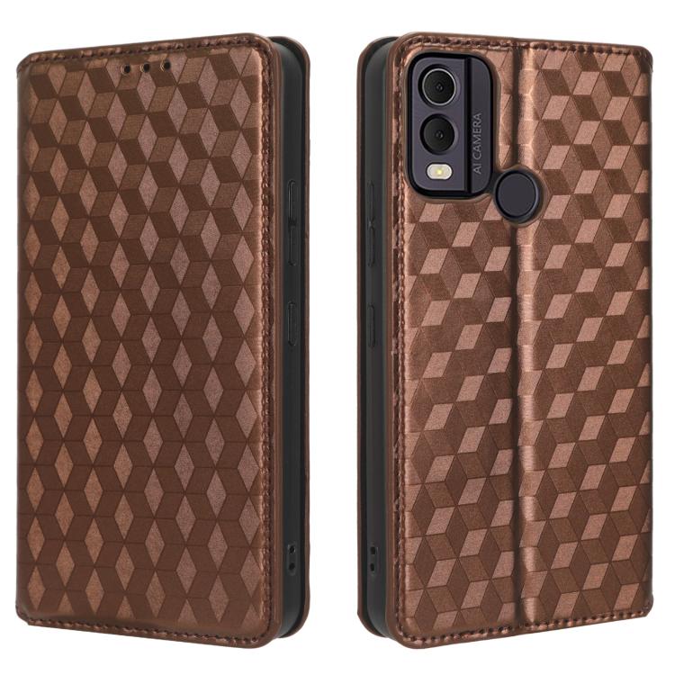 For Nokia C22 Cubic Grid Texture Flip Leather Phone Case
