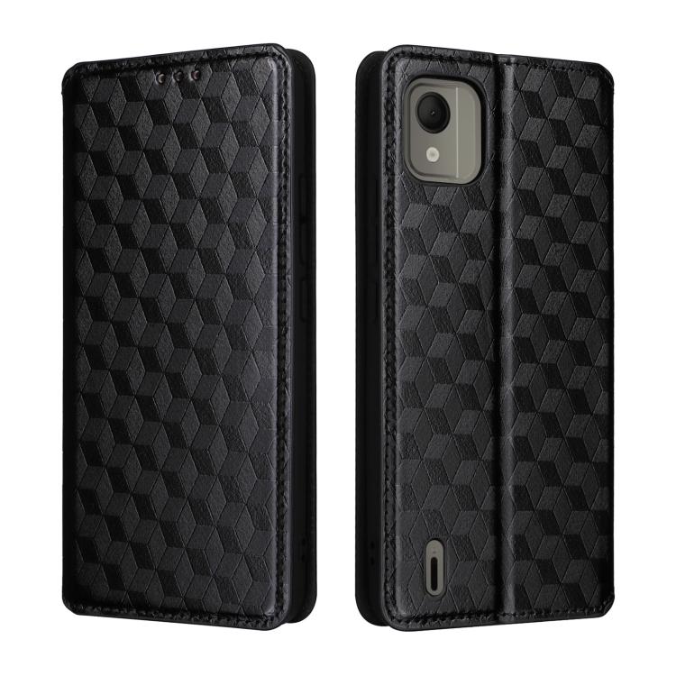 For Nokia C110 Cubic Grid Texture Flip Leather Phone Case