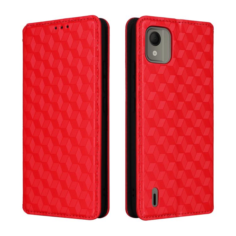 For Nokia C110 Cubic Grid Texture Flip Leather Phone Case