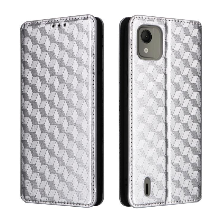 For Nokia C110 Cubic Grid Texture Flip Leather Phone Case