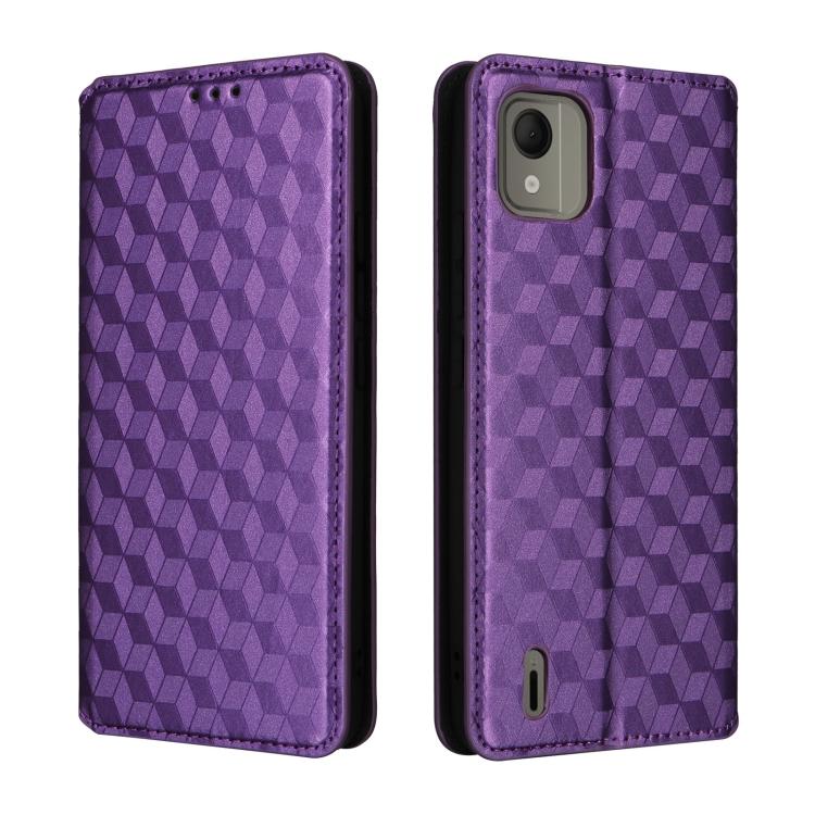 For Nokia C110 Cubic Grid Texture Flip Leather Phone Case