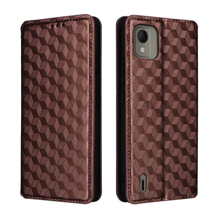 For Nokia C110 Cubic Grid Texture Flip Leather Phone Case