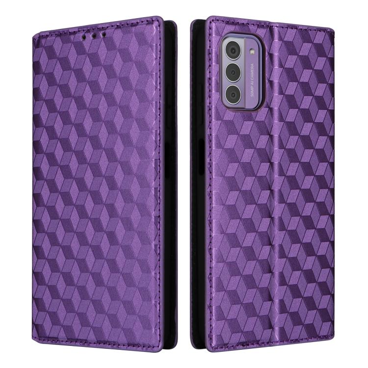 For Nokia C300 Cubic Grid Texture Flip Leather Phone Case