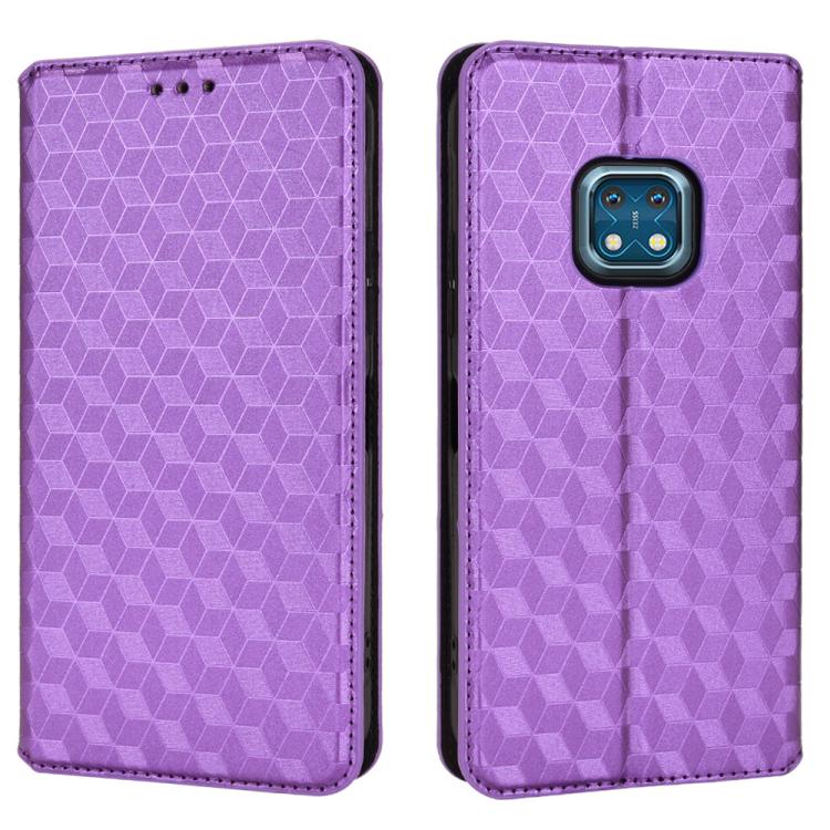 For Nokia XR20 Cubic Grid Texture Flip Leather Phone Case