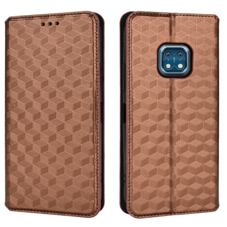For Nokia XR20 Cubic Grid Texture Flip Leather Phone Case