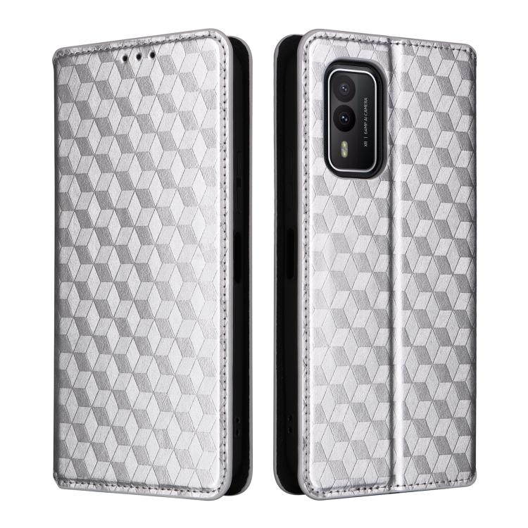 For Nokia XR21 Cubic Grid Texture Flip Leather Phone Case