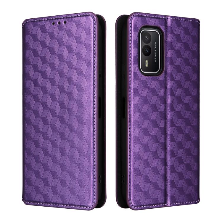 For Nokia XR21 Cubic Grid Texture Flip Leather Phone Case