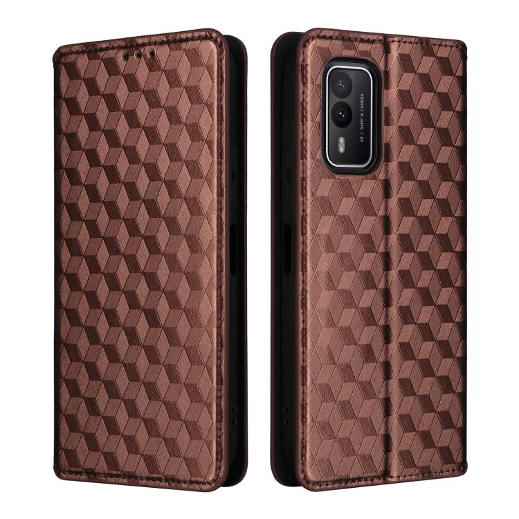 For Nokia XR21 Cubic Grid Texture Flip Leather Phone Case