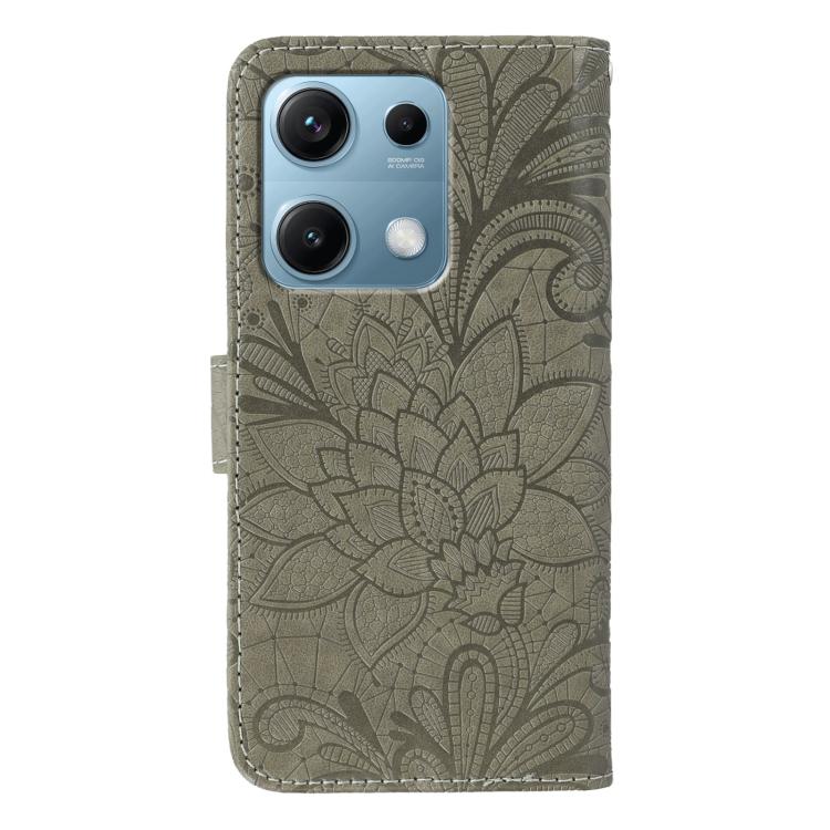 For Redmi Note 14S 4G Global Lace Flower Embossing Flip Leather Phone Case