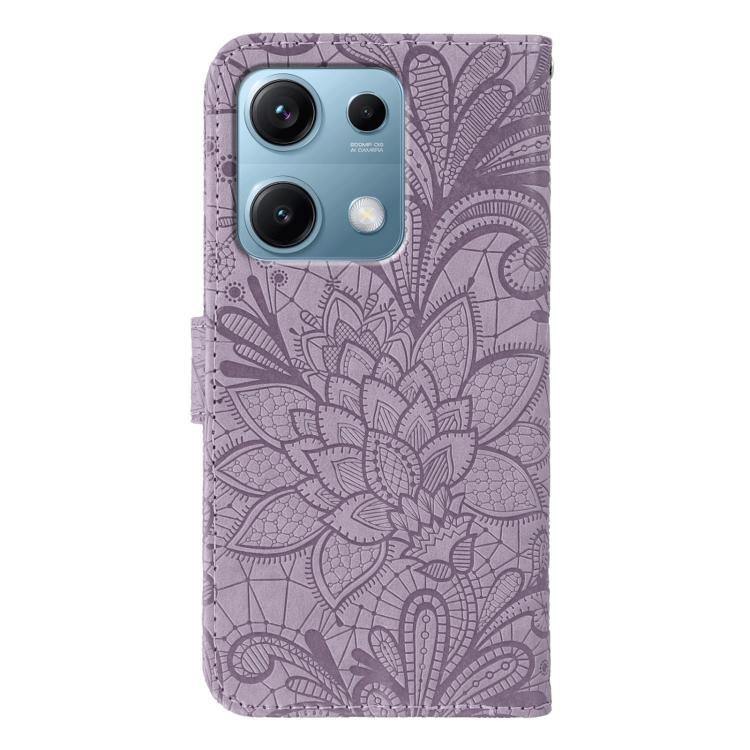 For Redmi Note 14S 4G Global Lace Flower Embossing Flip Leather Phone Case