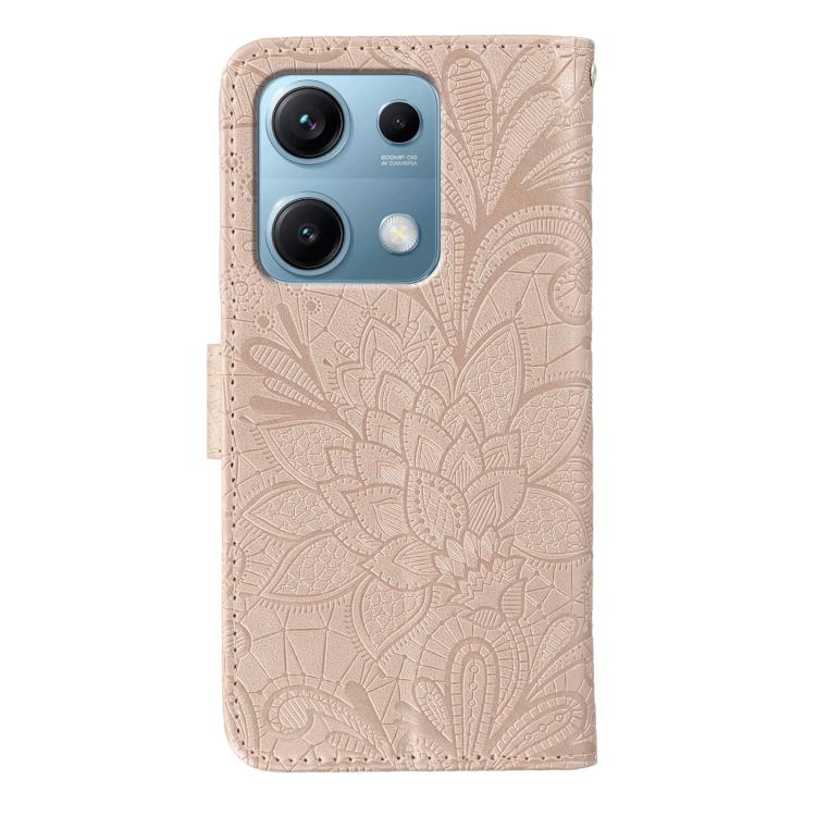 For Redmi Note 14S 4G Global Lace Flower Embossing Flip Leather Phone Case