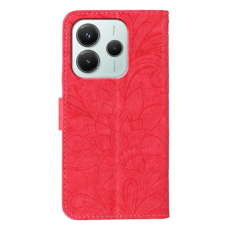 For Redmi Note 14 4G 164.84mm EU Lace Flower Embossing Flip Leather Phone Case