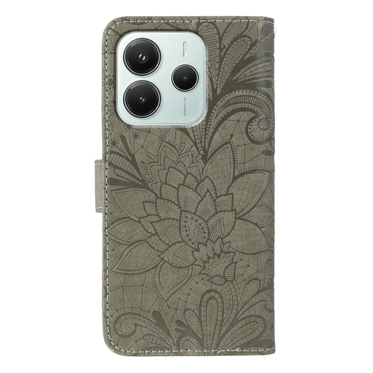 For Redmi Note 14 5G Global Lace Flower Embossing Flip Leather Phone Case