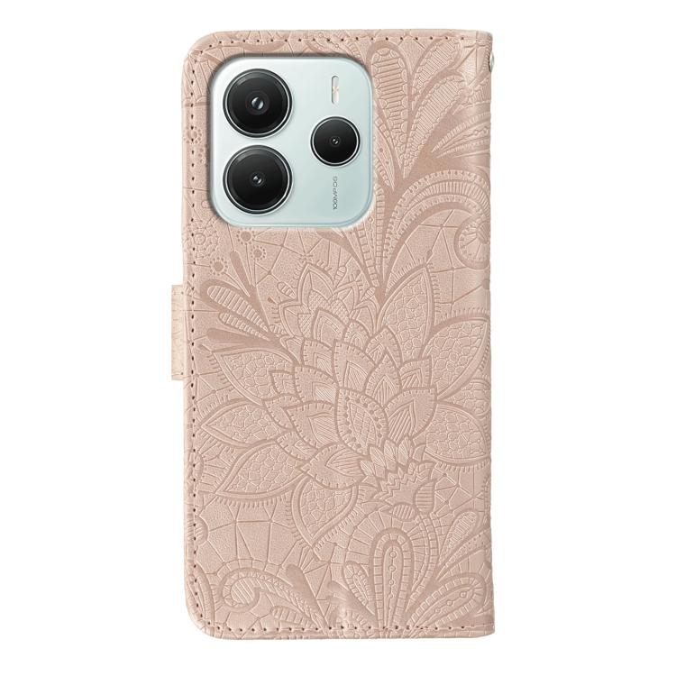 For Redmi Note 14 5G Global Lace Flower Embossing Flip Leather Phone Case