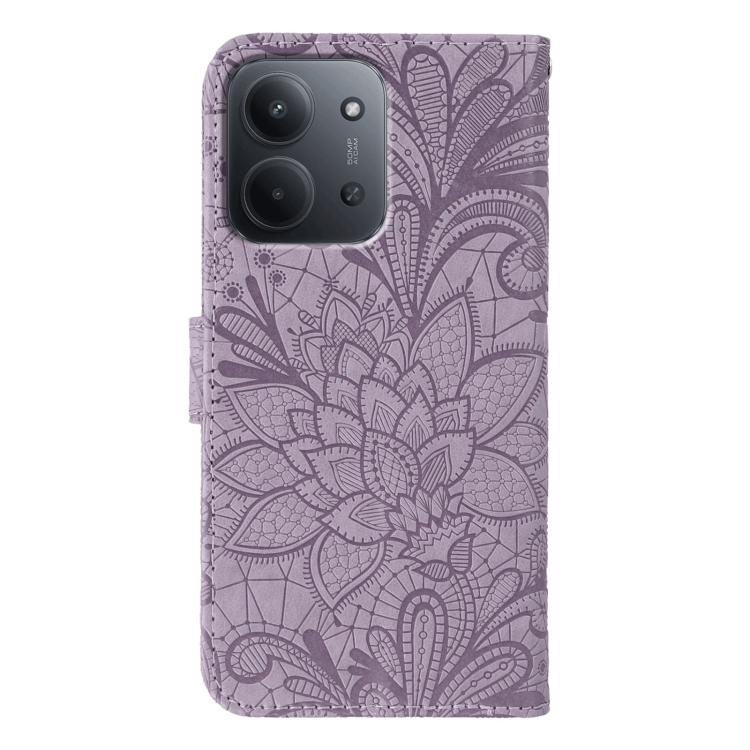 For Redmi 15C 5G / 4G EU 173mm Lace Flower Embossing Flip Leather Phone Case