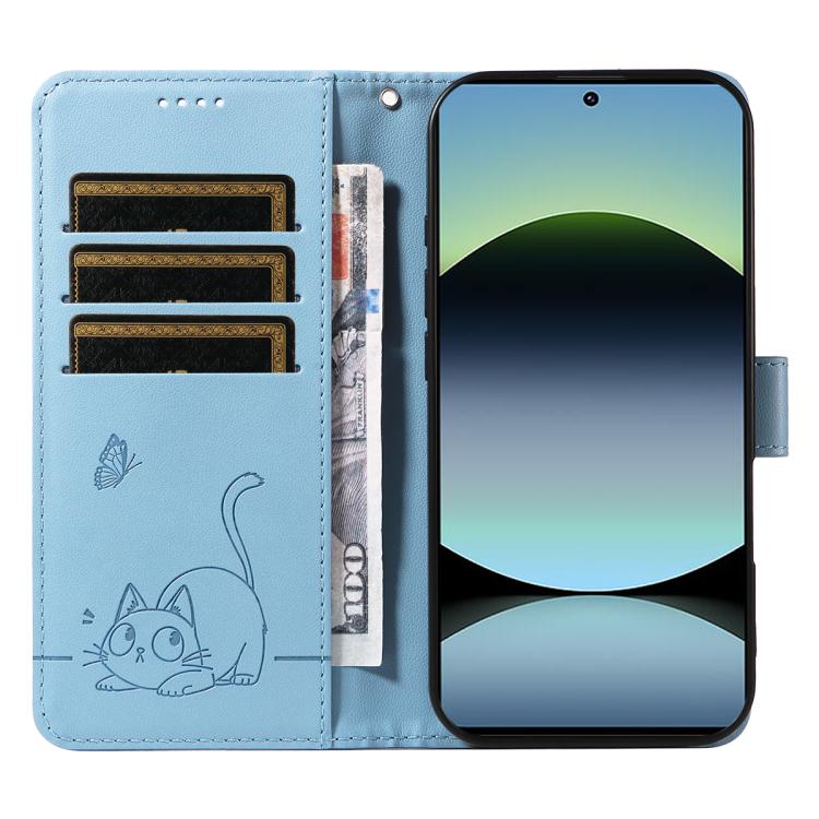 For Xiaomi Poco M6 Pro 4G Global Adorable Cat Embossed Pattern Flip Leather Phone Case