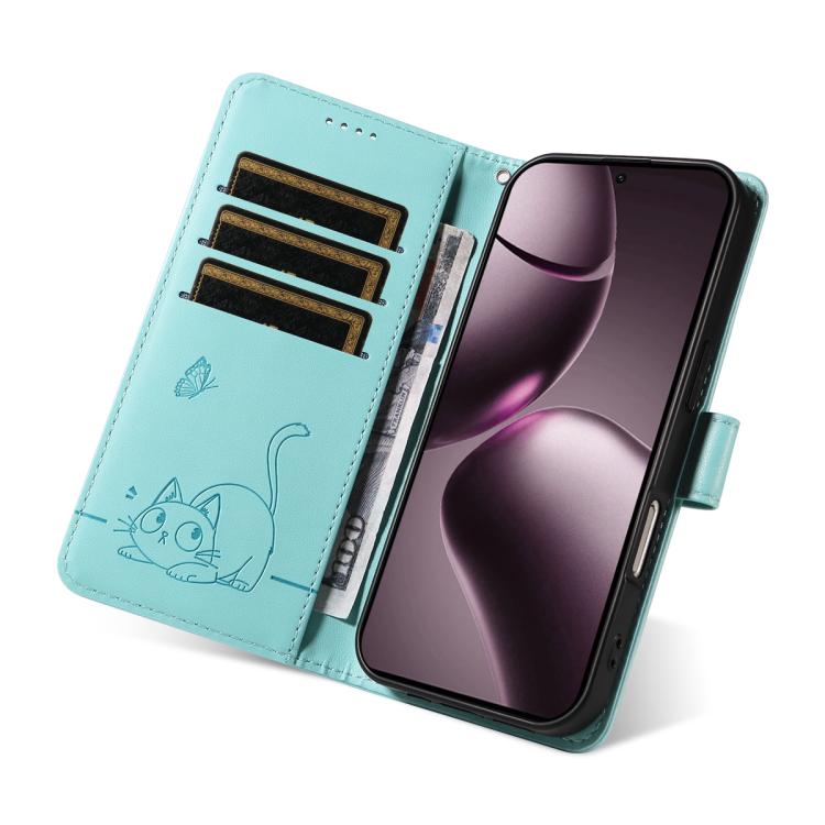 For Xiaomi 15T 5G Adorable Cat Embossed Pattern Flip Leather Phone Case
