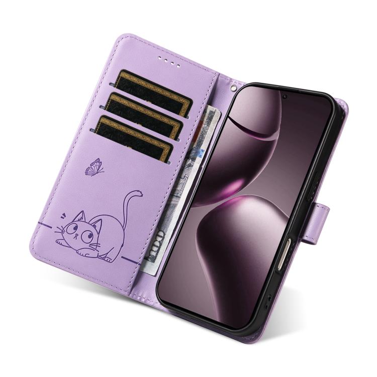 For Xiaomi 15T 5G Adorable Cat Embossed Pattern Flip Leather Phone Case