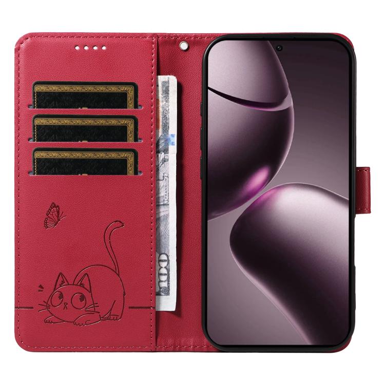For Xiaomi 15T 5G Adorable Cat Embossed Pattern Flip Leather Phone Case