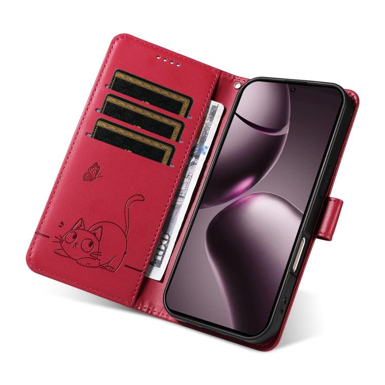 For Xiaomi 15T 5G Adorable Cat Embossed Pattern Flip Leather Phone Case