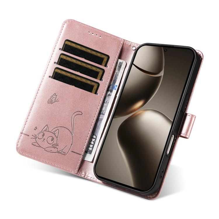 For Xiaomi 15T Pro 5G Adorable Cat Embossed Pattern Flip Leather Phone Case