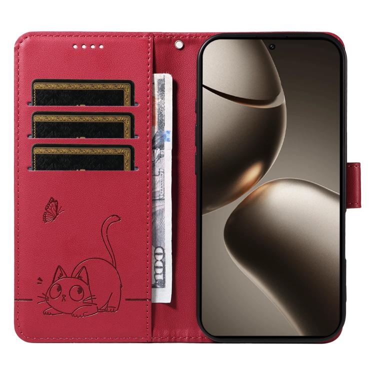 For Xiaomi 15T Pro 5G Adorable Cat Embossed Pattern Flip Leather Phone Case