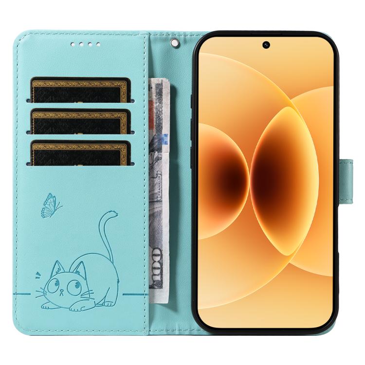 For Xiaomi 17 Adorable Cat Embossed Pattern Flip Leather Phone Case