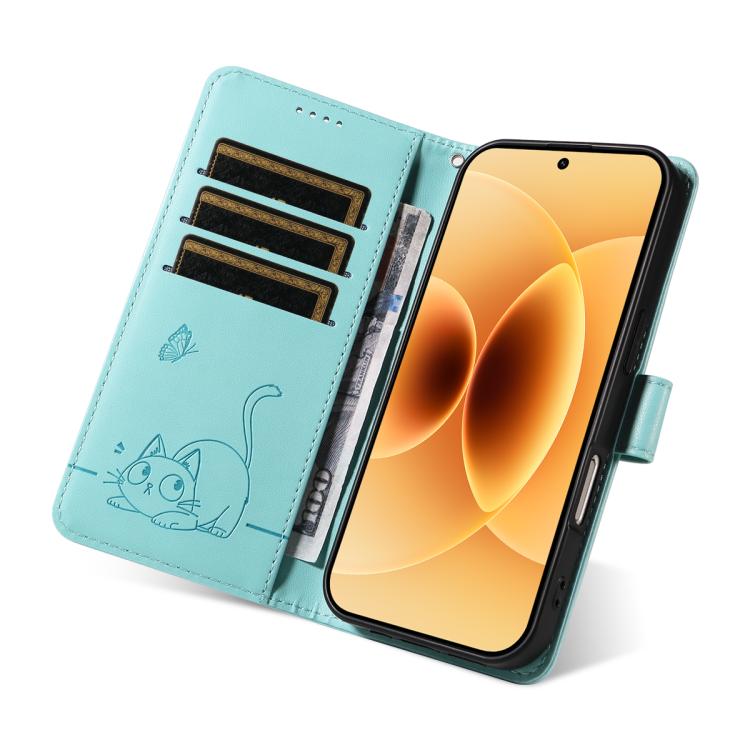For Xiaomi 17 Adorable Cat Embossed Pattern Flip Leather Phone Case