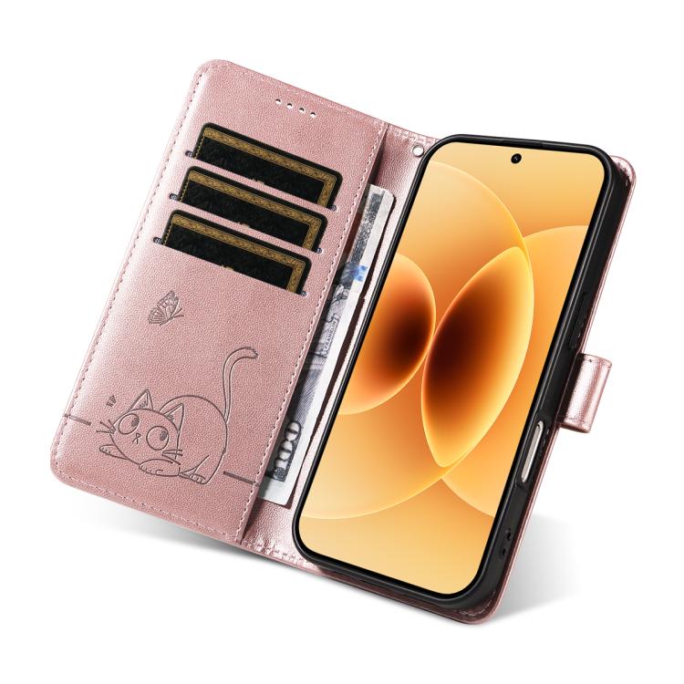 For Xiaomi 17 Adorable Cat Embossed Pattern Flip Leather Phone Case