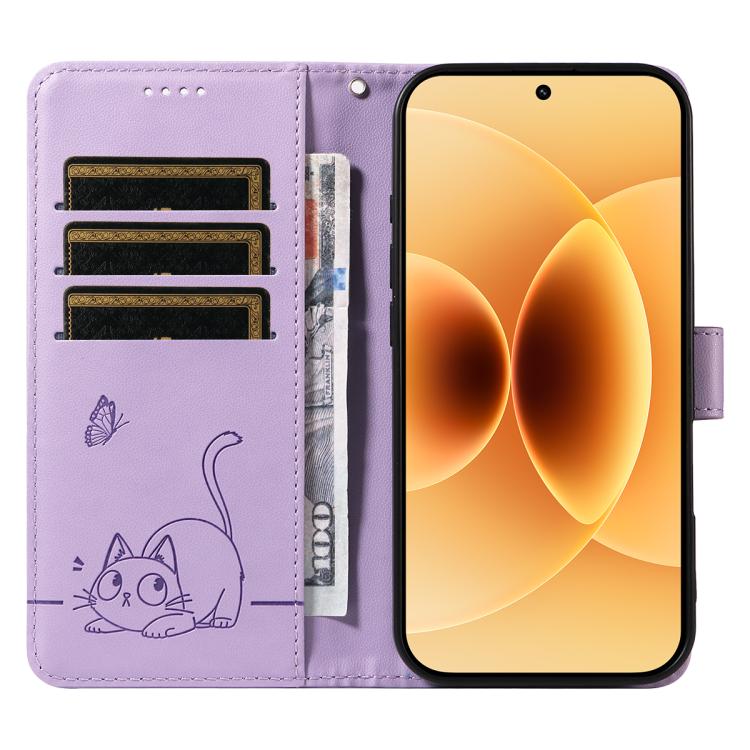 For Xiaomi 17 Adorable Cat Embossed Pattern Flip Leather Phone Case