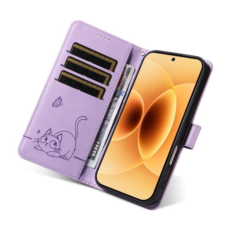 For Xiaomi 17 Adorable Cat Embossed Pattern Flip Leather Phone Case