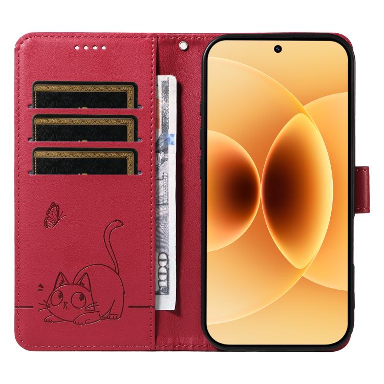 For Xiaomi 17 Adorable Cat Embossed Pattern Flip Leather Phone Case