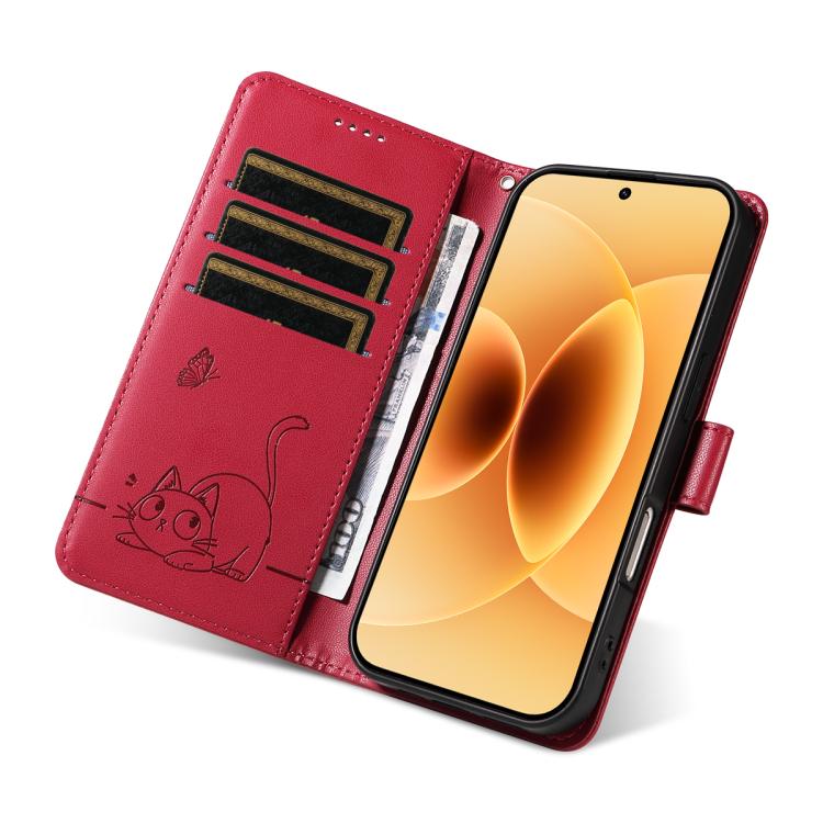 For Xiaomi 17 Adorable Cat Embossed Pattern Flip Leather Phone Case