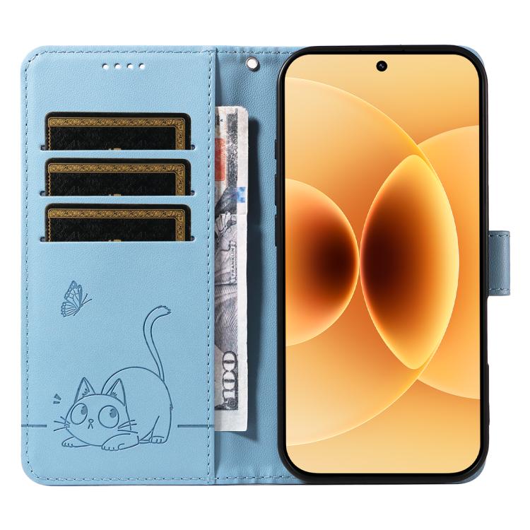 For Xiaomi 17 Adorable Cat Embossed Pattern Flip Leather Phone Case