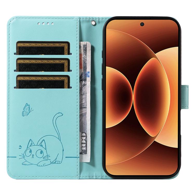 For Xiaomi 17 Pro Max Adorable Cat Embossed Pattern Flip Leather Phone Case