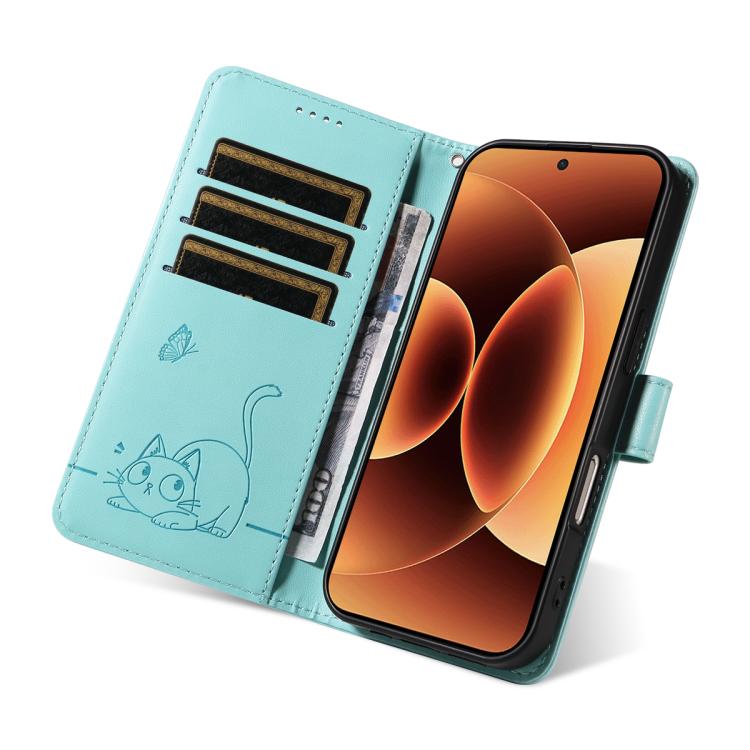 For Xiaomi 17 Pro Max Adorable Cat Embossed Pattern Flip Leather Phone Case