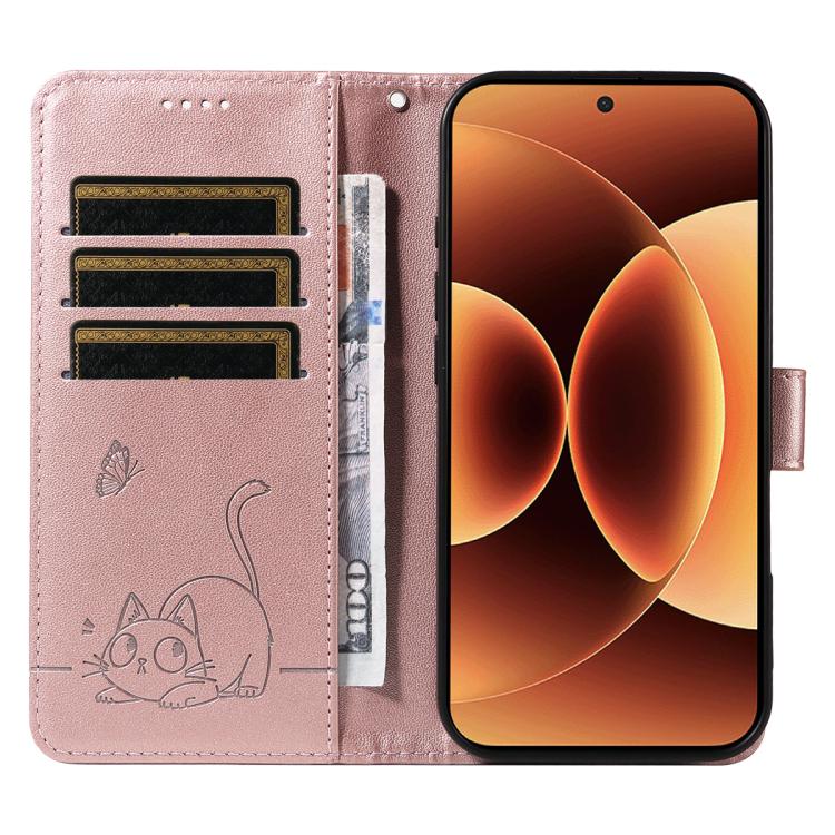 For Xiaomi 17 Pro Max Adorable Cat Embossed Pattern Flip Leather Phone Case