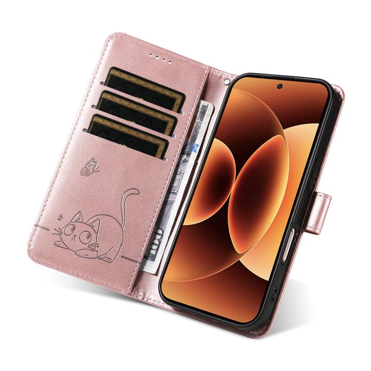 For Xiaomi 17 Pro Max Adorable Cat Embossed Pattern Flip Leather Phone Case
