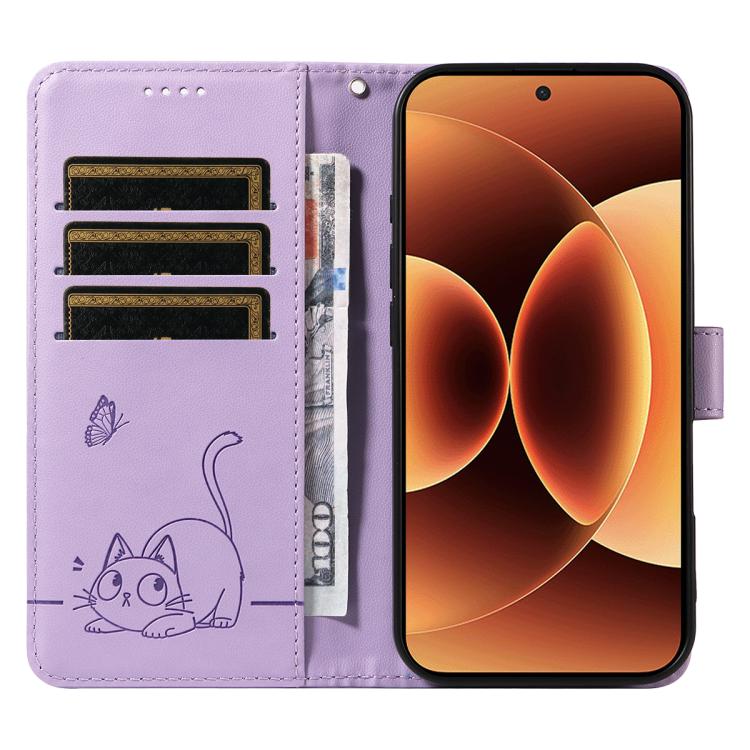 For Xiaomi 17 Pro Max Adorable Cat Embossed Pattern Flip Leather Phone Case