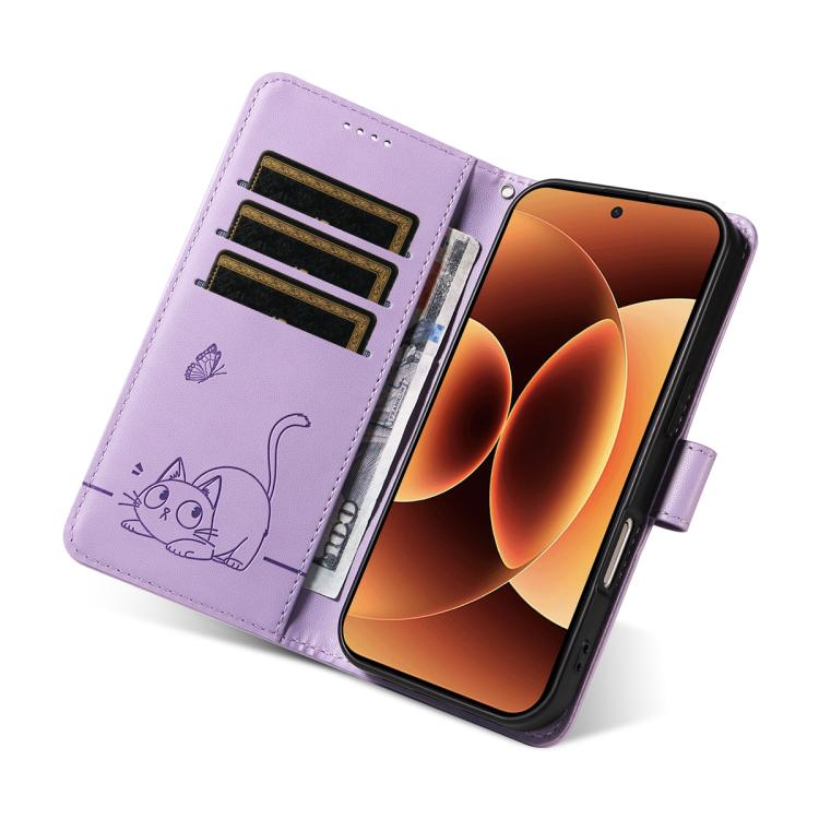 For Xiaomi 17 Pro Max Adorable Cat Embossed Pattern Flip Leather Phone Case
