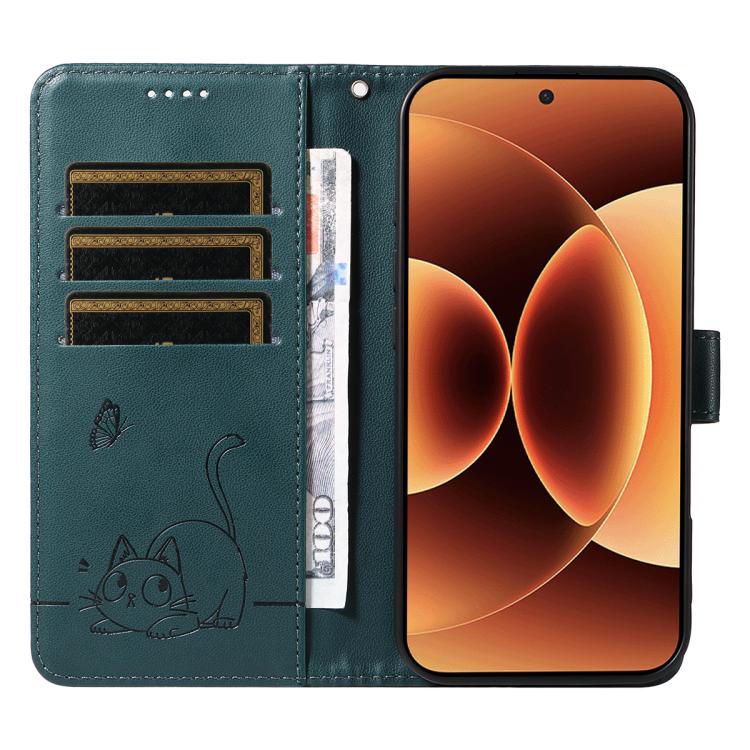For Xiaomi 17 Pro Max Adorable Cat Embossed Pattern Flip Leather Phone Case