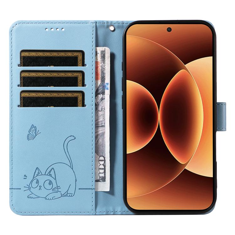 For Xiaomi 17 Pro Max Adorable Cat Embossed Pattern Flip Leather Phone Case
