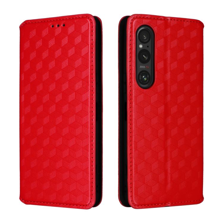 For Sony Xperia 1 VI Cubic Grid Texture Flip Leather Phone Case