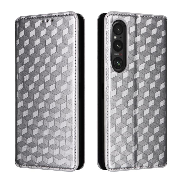 For Sony Xperia 1 VI Cubic Grid Texture Flip Leather Phone Case